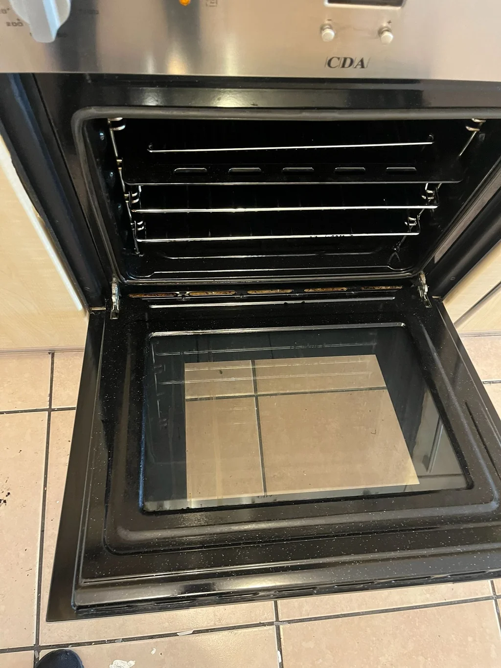 Built-in oven interior spotless after appliance degreasing D&A Cleaning Ltd Chigwell