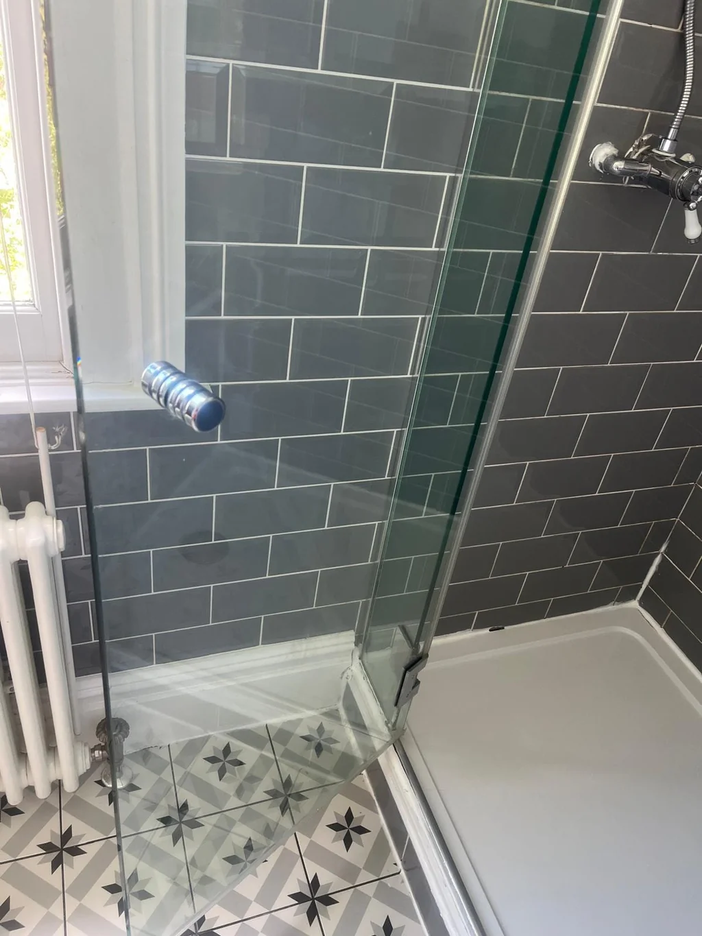 Shower screen restoration - glass panel crystal clear in Woodford
