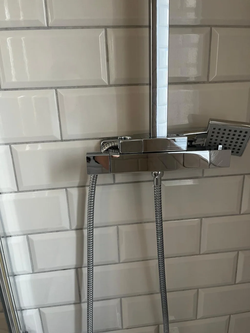 Chrome shower valve polished during a thorough clean
